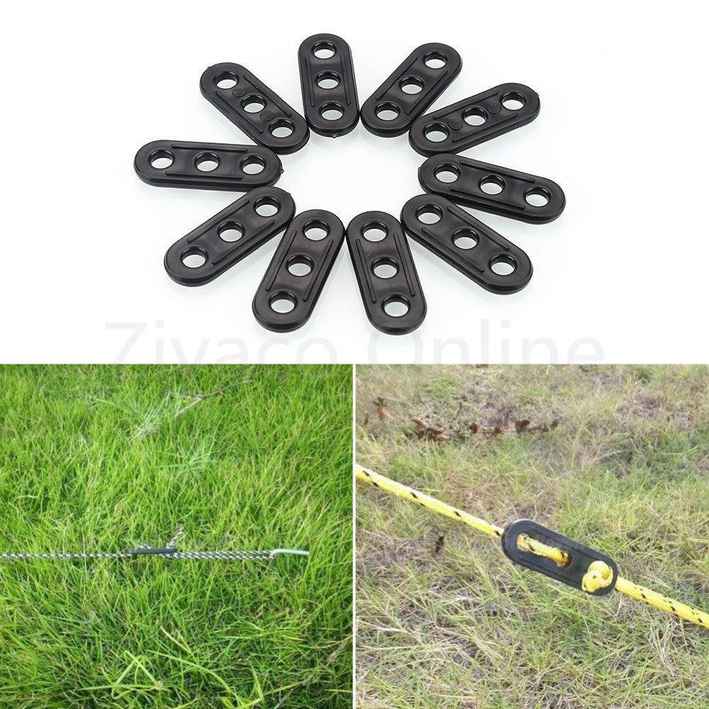 10Pcs/lot Camping Hiking Travel Tent Parachute Cord Rope Line Buckle Clip Tensioners 3 Holes Bent Runners Fastener Tools