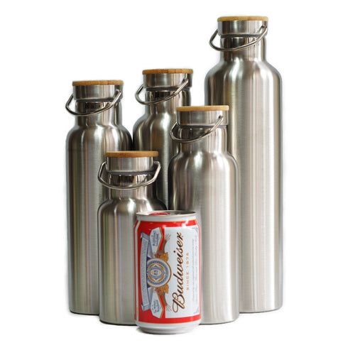 Stainless Steel Thermos Double Wall Vacuum Insulated Water Bottles Flasks Mugs Cups Tumblers,  with Bamboo Cap, BPA Free