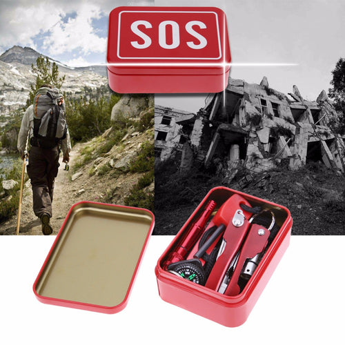 Self Help SOS Emergency Survival Kit Equipment Outdoor Camping Tent Hiking Survival Emergency Box Multifunction Equipment