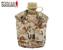 US Camouflage Military Canteen Camping Hiking Outdoor Survival Kettle Flagon Army Water Bottle Aluminum cooking cup 3pcs per set