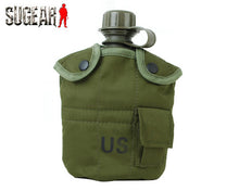 US Camouflage Military Canteen Camping Hiking Outdoor Survival Kettle Flagon Army Water Bottle Aluminum cooking cup 3pcs per set