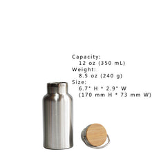 Stainless Steel Thermos Double Wall Vacuum Insulated Water Bottles Flasks Mugs Cups Tumblers,  with Bamboo Cap, BPA Free