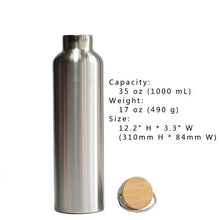 Stainless Steel Thermos Double Wall Vacuum Insulated Water Bottles Flasks Mugs Cups Tumblers,  with Bamboo Cap, BPA Free