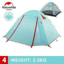 NatureHike 3-4 Person Tent New Arrived Double Layer Outdoor Camping Hike Travel Tent Aluminum Pole NH Camping Tents