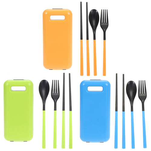Protable Outdoor Camping Picnic Tableware Eco-friendly ABS Folding Spoon Chopsticks Fork Travel Cooking Tools Storage Box